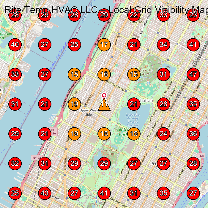 Rite Temp HVAC LLC GeoGrid visibility map for Hvac Contractor in New York